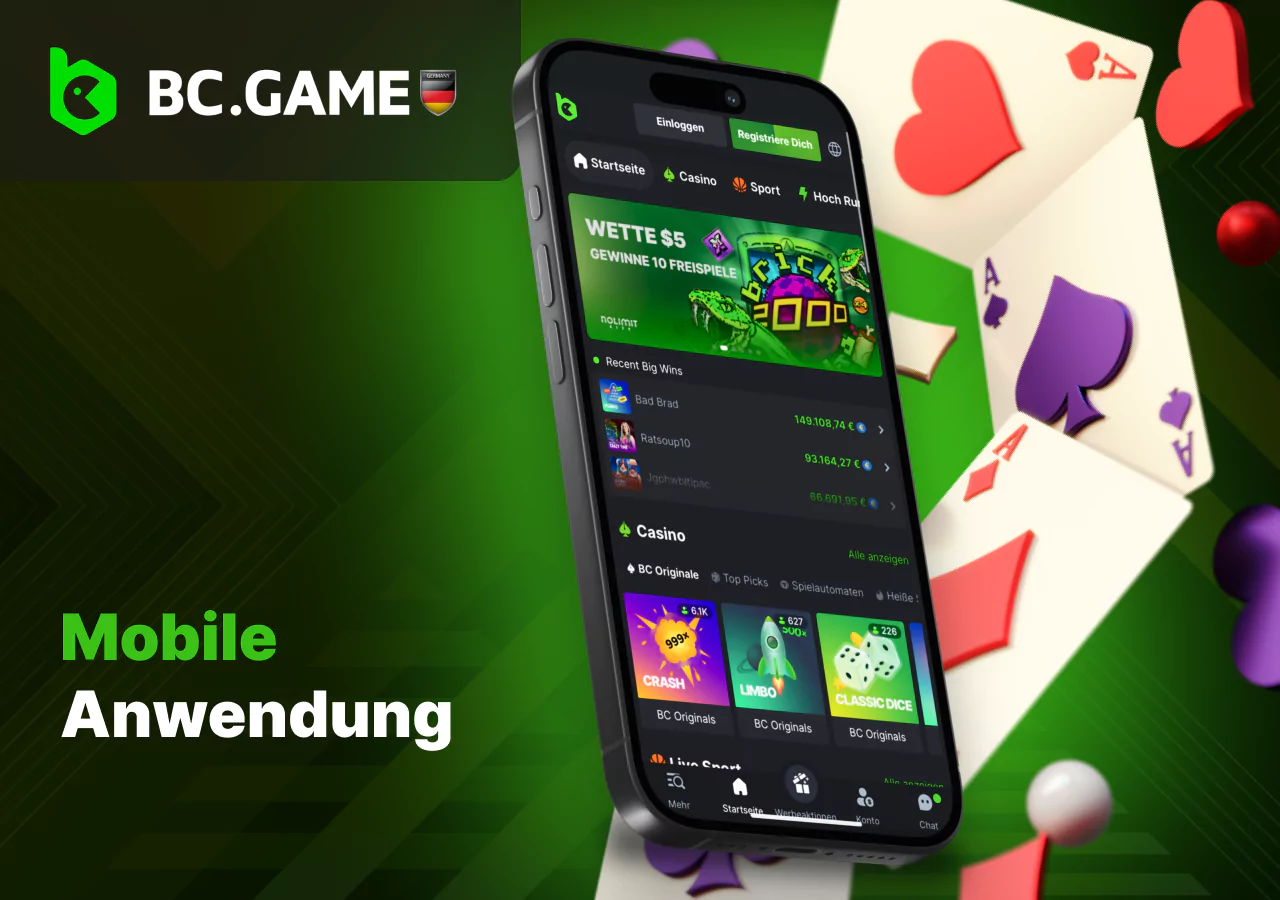 Mobile Anwendung für die bequeme Nutzung von BC Game